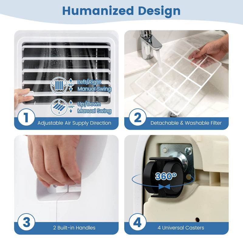 Portable Air Conditioners, 9000 BTU Cools up to 280 Sq. Ft 4-in-1 AC Unit for Bedroom