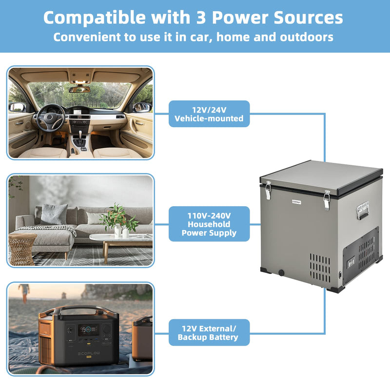 ARLIME 68-Quart Car Refrigerator Portable Chest Freezer(-11℉- 50℉) with 12V/24V DC & 110V/240V AC Adapter
