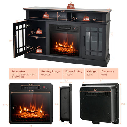 48 Inch Wooden TV Stand with Fireplace