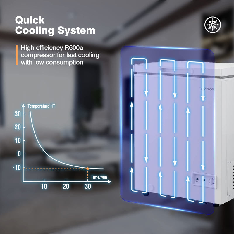 ARLIME Chest Freezer 5 Cu.ft Single Door Deep Refrigerator with 7-Grade Temperature Range -11°F to 10°F