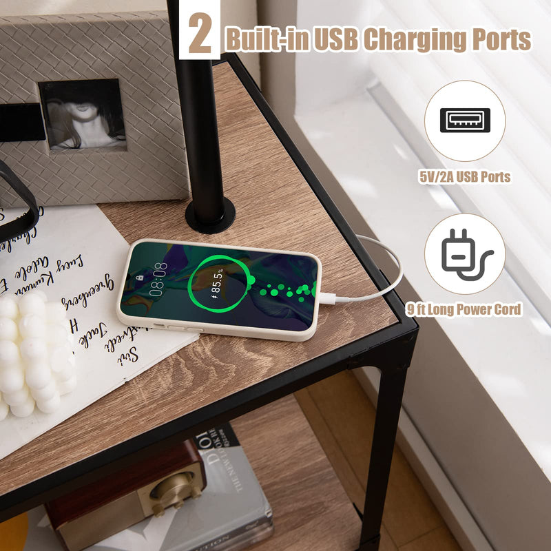 ARLIME Floor Lamp with End Table and USB Charging Ports