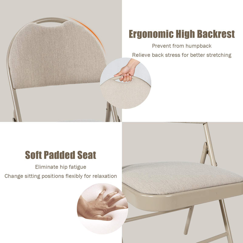 ARLIME 6 PCS Folding Chairs w/Padded Seats, Padded Folding Chair w/Handle Hole, Upholstered Seat