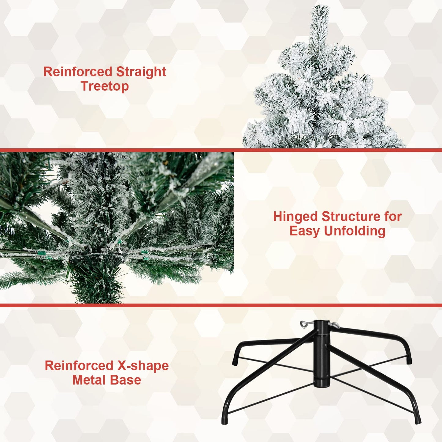 9 FT Snow Flocked Christmas Tree Artificial Holiday Hinged Pine Tree with 1498 Branch Tips