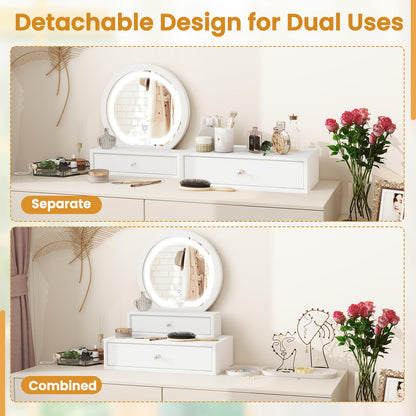 Modern Desktop Makeup Mirror with 2 Storage Drawers