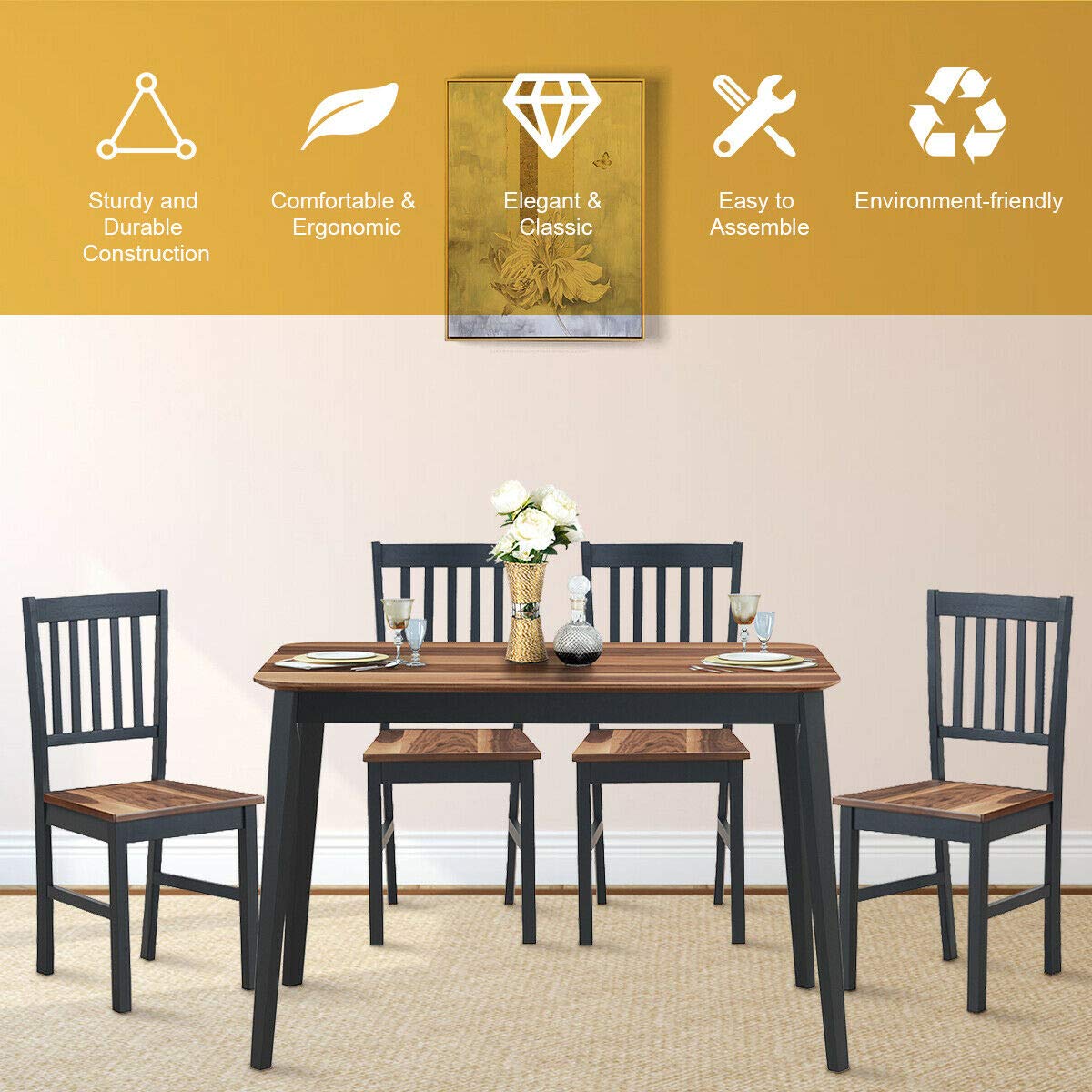 Set of 4 Dining Chairs Dining Room Side Chair