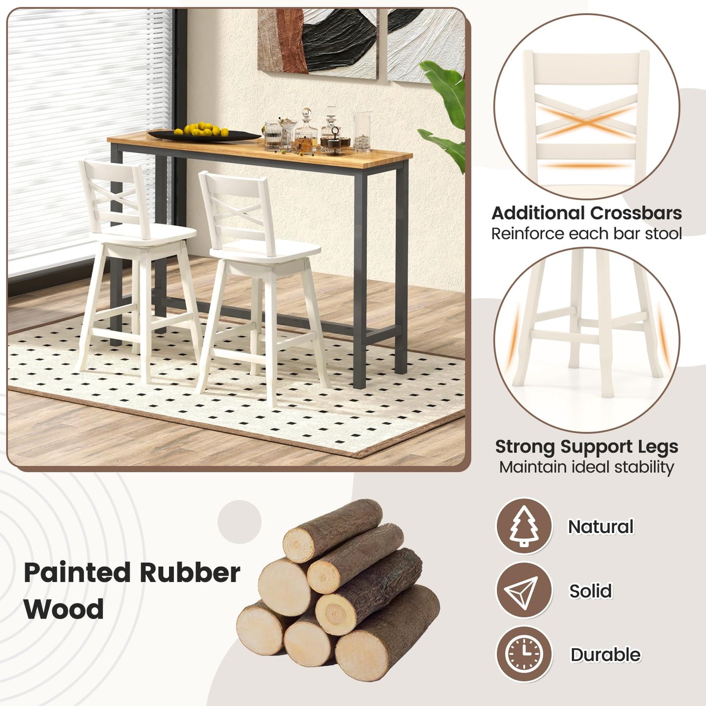 24-Inch Counter Height Stool Set of 2/4