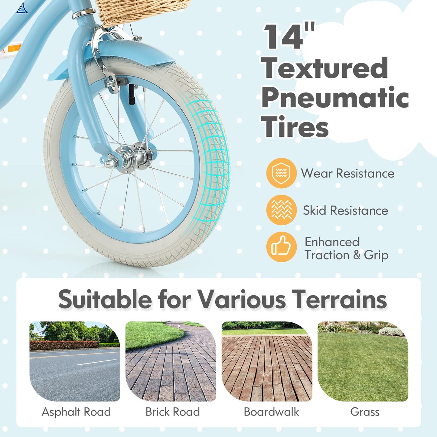 Kids Bike 14 16 18 Inch Toddler Bike with Training Wheels