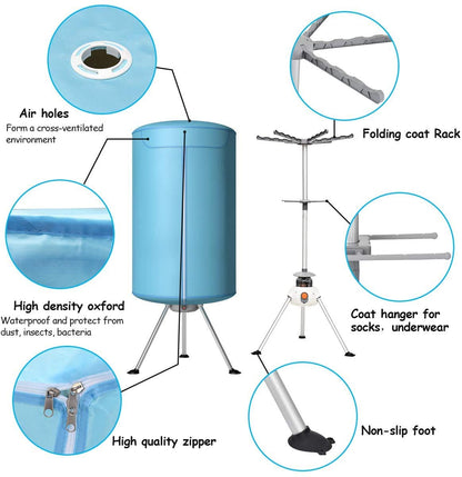 Hot Drying Machine with Heater for Home & Dorms Portable Clothes Dryer