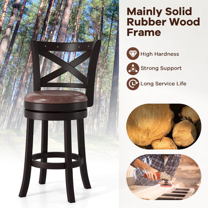 30" Swivel Counter Height Bar Chairs with Copper Nails