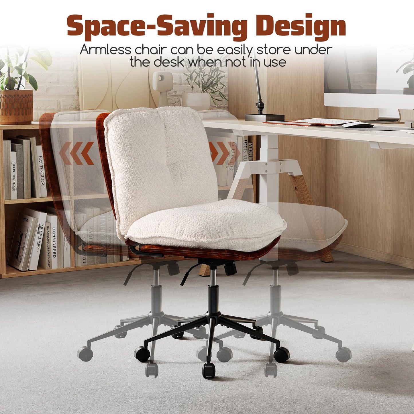 Dual Layer PU Leather & Thickened Boucle Cushion for Small Space