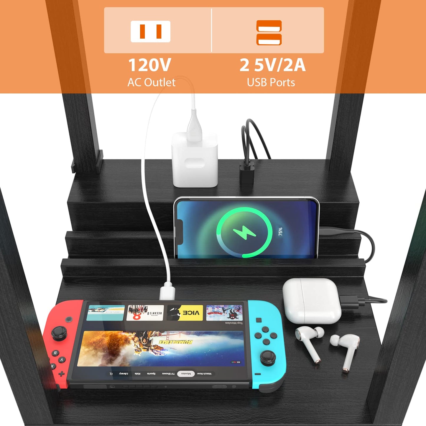 ARLIME Floor Lamp with Shelves and Drawer