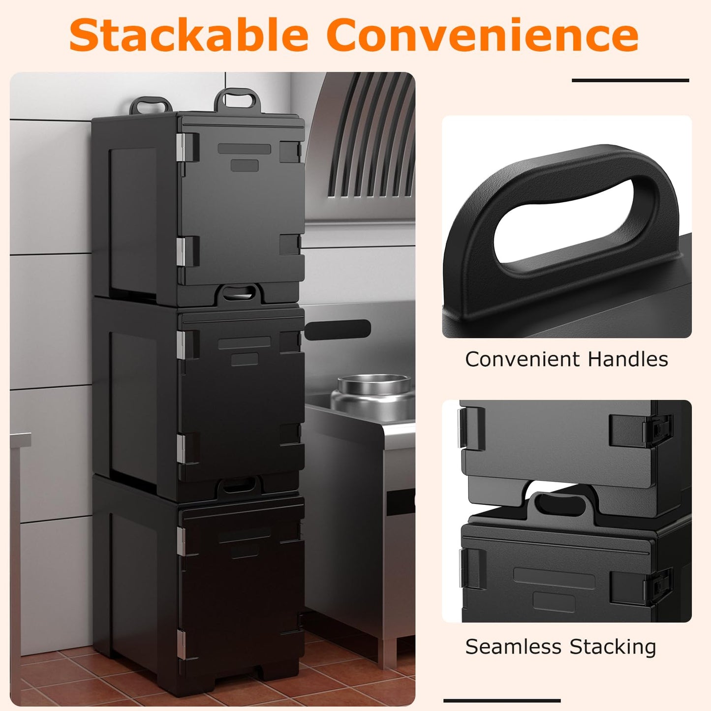 81 QT Hot Box Food Warmer with 5 Full-Size Pans and Handles Double Buckles