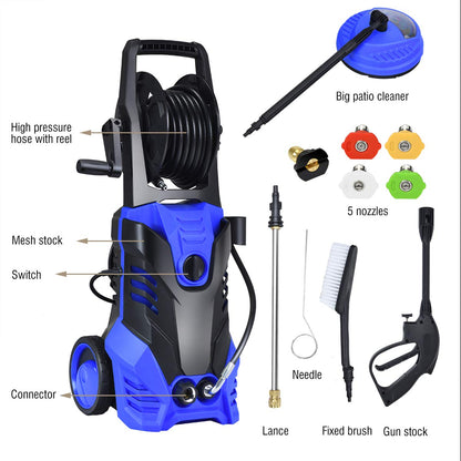 3000PSI Electric High Pressure Washer, 2 GPM 2000W Portable Power Washer Deck Patio Cleaner with Nozzles (Blue)