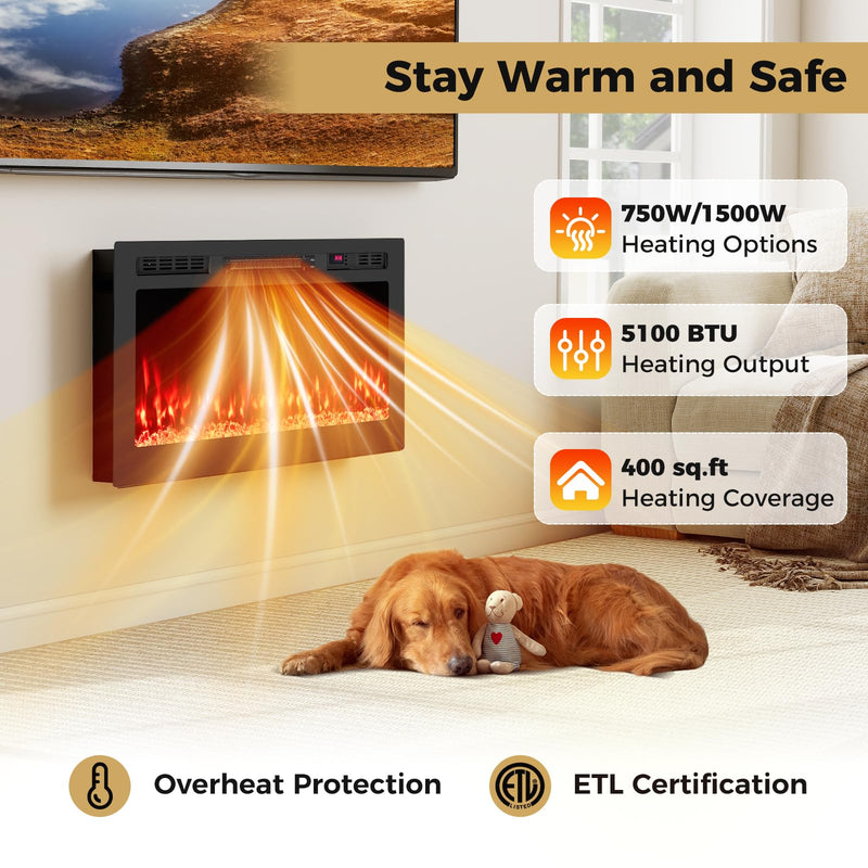 Smart WiFi Electric Fireplace 36/42/50/60 inch Wide