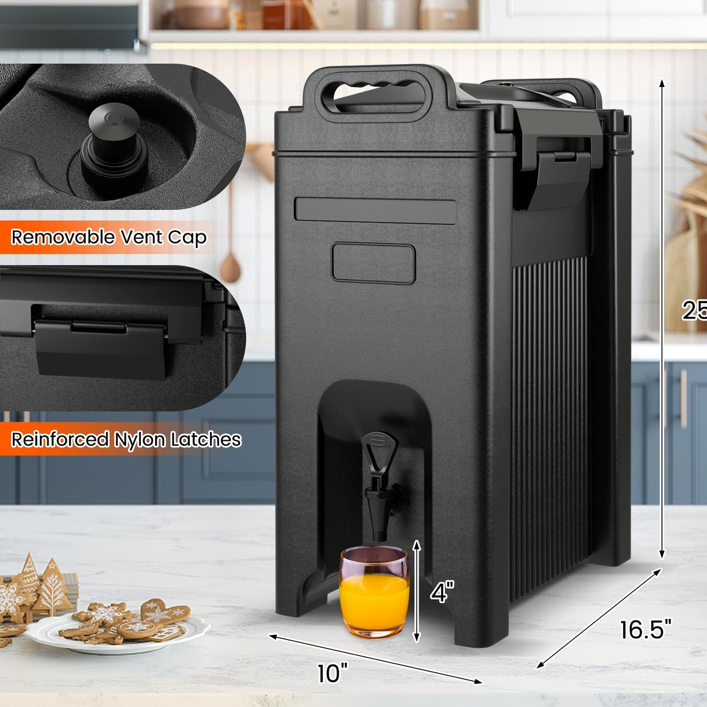 ARLIME Insulated Beverage Dispenser with Handles, 5 Gallon Food-Grade Hot and Cold Beverage Server