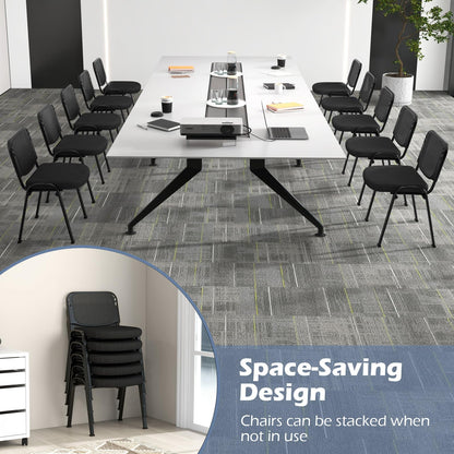 Meeting Room Chair Set of 10/15 Stackable Conference Chairs With Ergonomic Backrest & Waterfall Seat