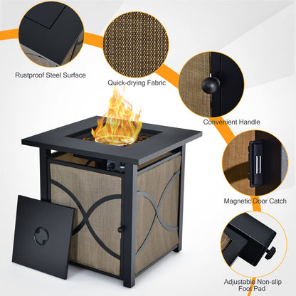 40000 BTU Square Gas Fire Pit Table with Lid