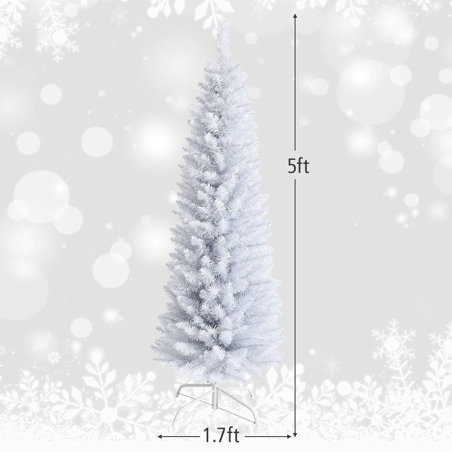 5 Ft Unlit Snow Flocked Christmas Tree with 240 Branch Tips