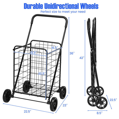 Heavy Duty Grocery Utility Cart with Foam Wrapped Handle & Large Wheels
