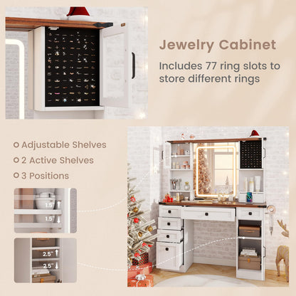 44.5'' Farmhouse Dressing Table w/Charging Station for Girls