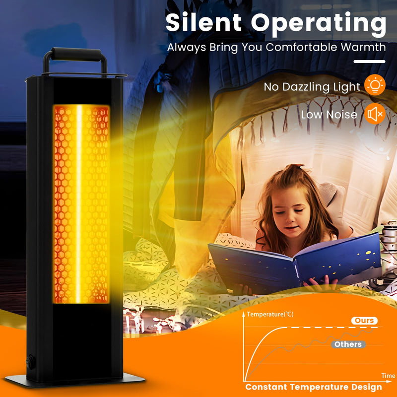 Outdoor Patio Heater, 1200W Freestanding Double-Sided Electric Infrared Heater w/Tip-Over Protection