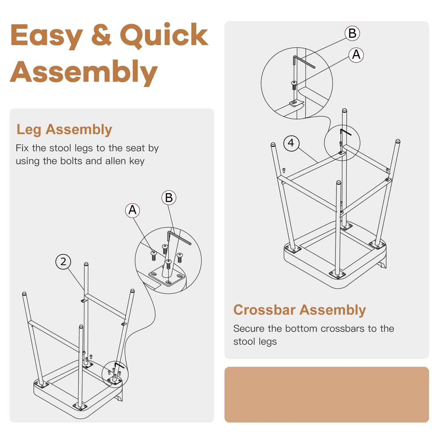 Bar Stool 24.5'' Industrial Pub Stool with Low Backrest and Footrest