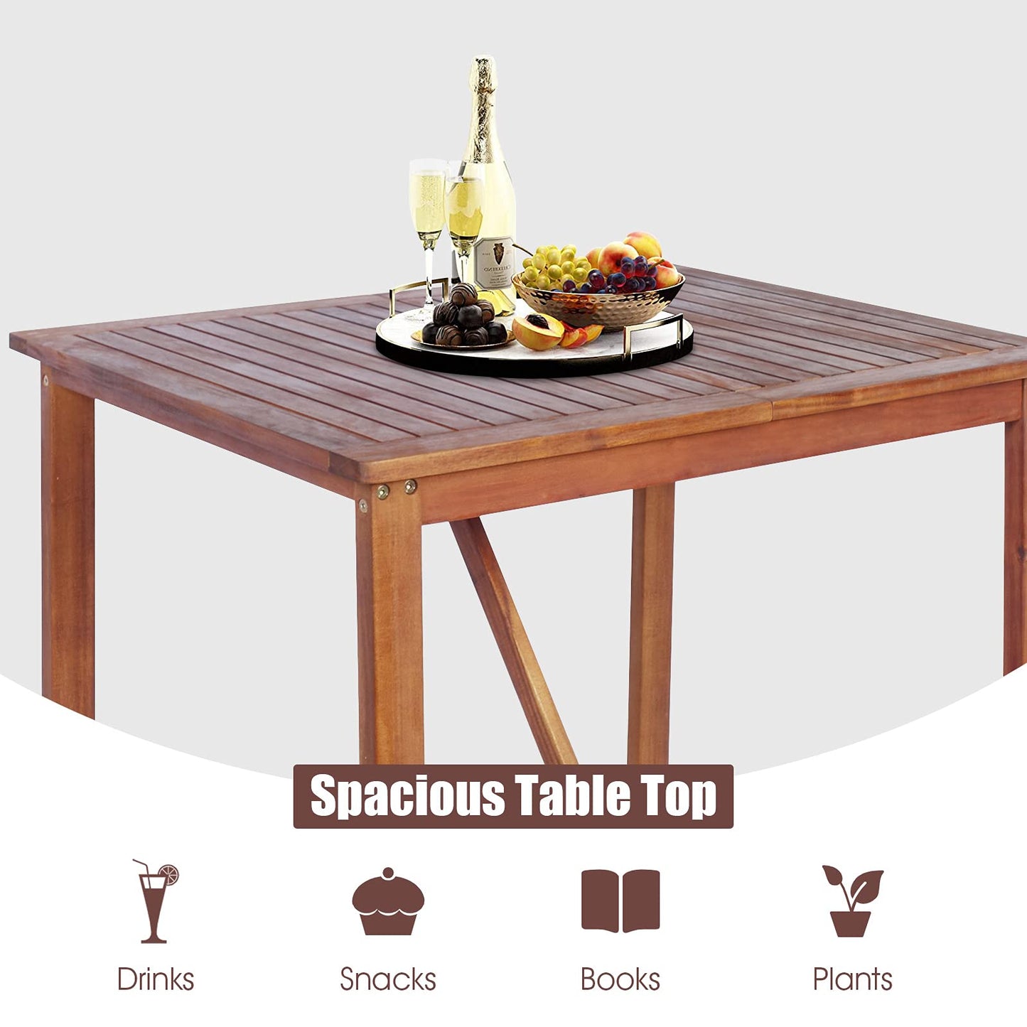 3PCS Bar Table Set Outdoor Acacia Wood Dining Set