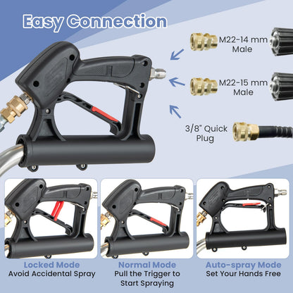 20" Pressure Washer Surface Cleaner with 4 Wheels, Dual Handle, Stainless Steel Housing