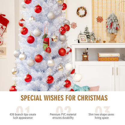 7 Ft Unlit Snow Flocked Christmas Tree with 436 Branch Tips for Home