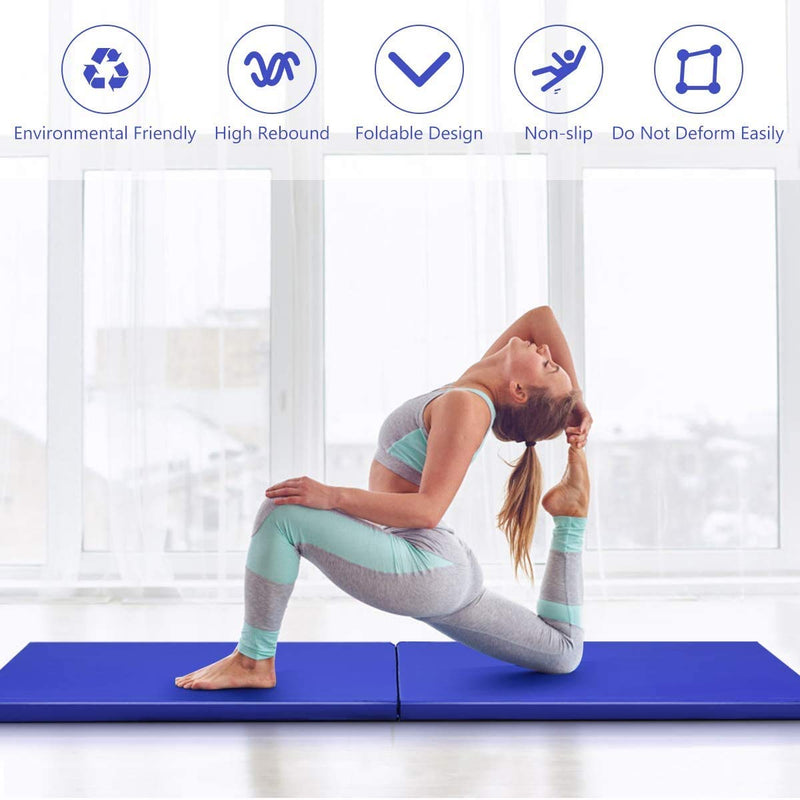 ARLIME 2" Thick Exercise Mat, 2-Fold Folding Gymnastics Mat with Carrying Handles