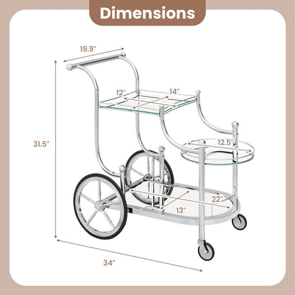 Rolling Serving Cart with 3 Tier Shelf for Hotel