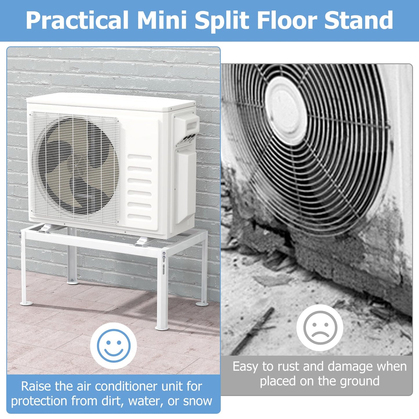 ARLIME Mini Split Stand, Outdoor AC Unit Bracket with Adjustable Height