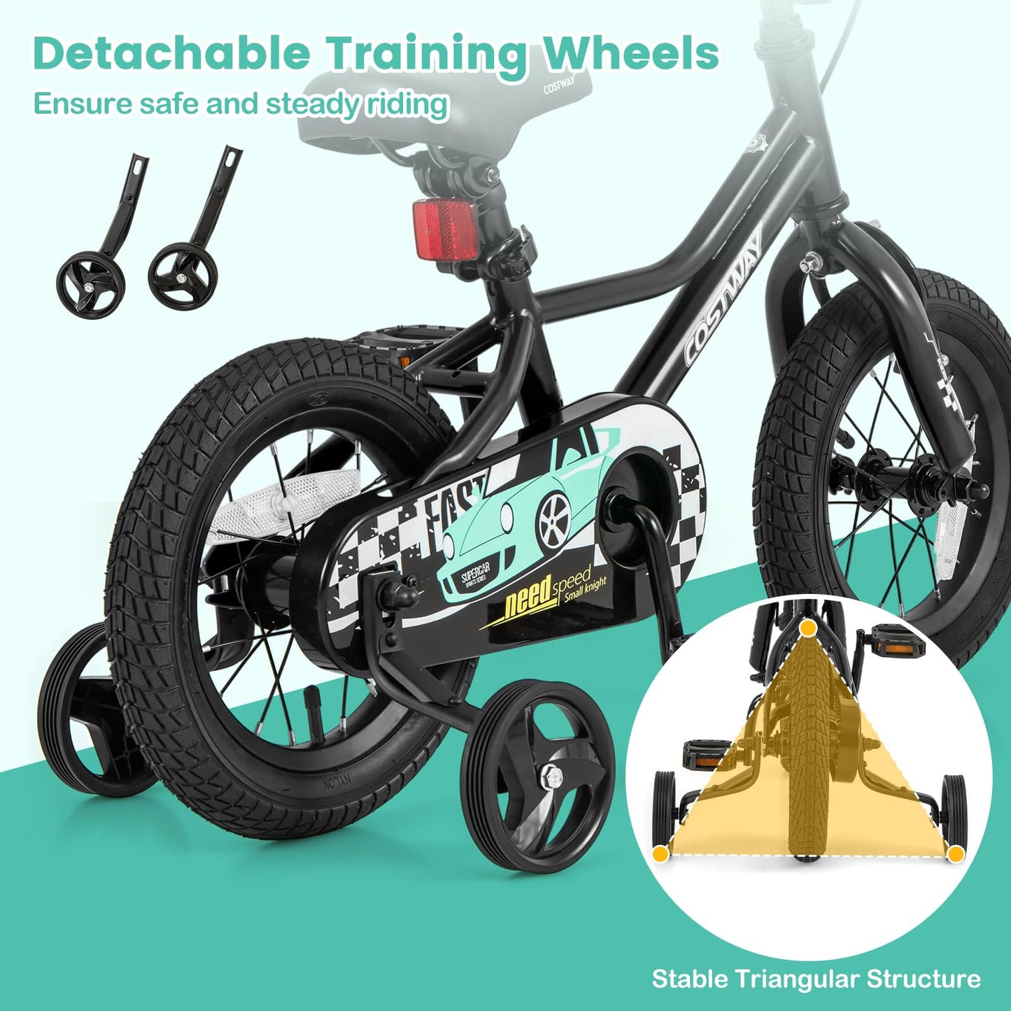 12/14/16/18 Inch Kids Bike w/Removable Training Wheels