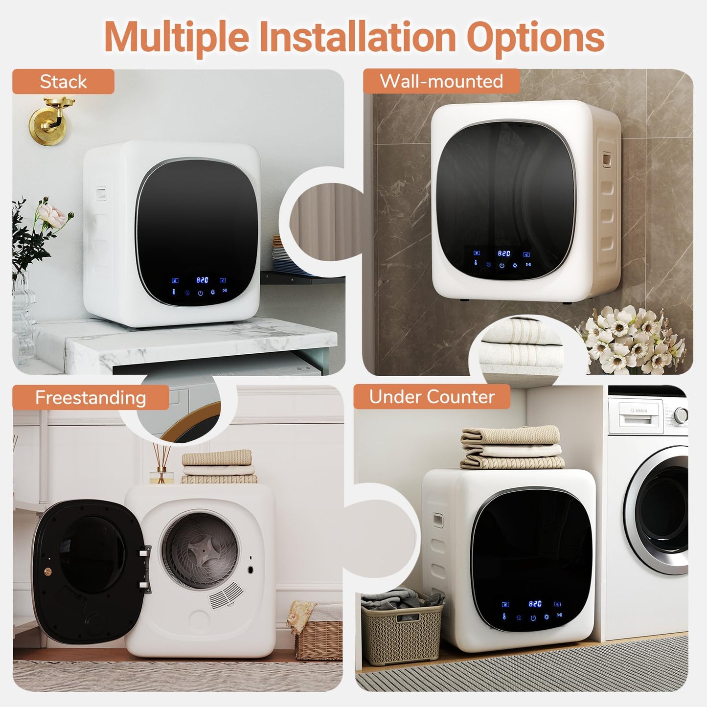 1.5 cu.ft Compact Drying Machine with Stainless Steel Tub & LED Touch Panel