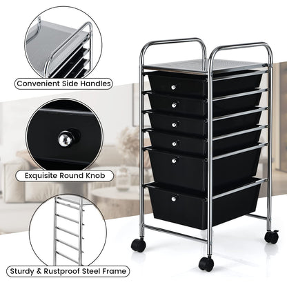 6-Drawer Rolling Storage Cart Multifunctional Art Craft Tools Organizer on Wheels