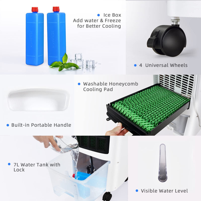 ARLIME Evaporative Air Cooler, 3-in-1 Portable Windowless Air Conditioner Fan & Humidifier