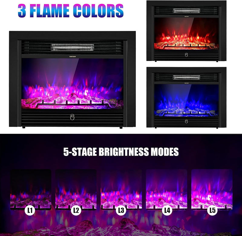 28.5-inch Electric Fireplace Inserts Heater for Indoor Use