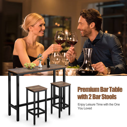 3-Piece Bar Table Set 39.5” Bar Table with 2PC 28” Bar Stools