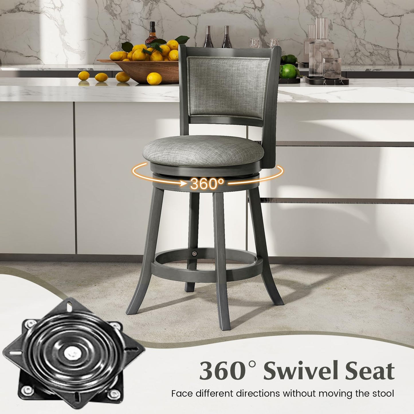 Bar Stools Set Counter Height Swivel Chairs
