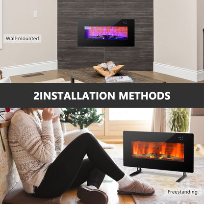 36 Inches Electric Fireplace Wall Mounted and Freestanding Fireplace Heater