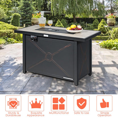 60,000 BTU Outdoor Rectangle Gas Fire Table W/Ceramic Tabletop