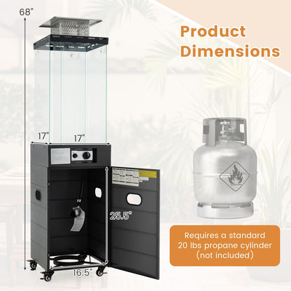 40,000 BTU Square Patio Propane Heater with Tempered Glass Tube