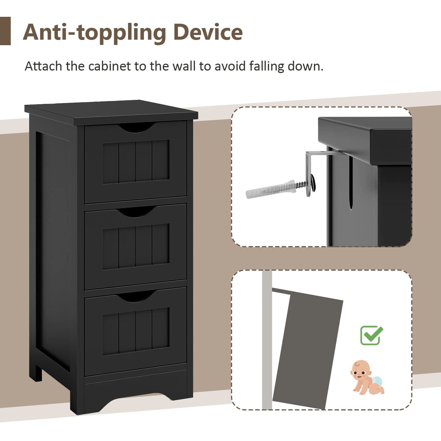 Bathroom Storage Cabinet Space-Saving Tower Storage Cabinet