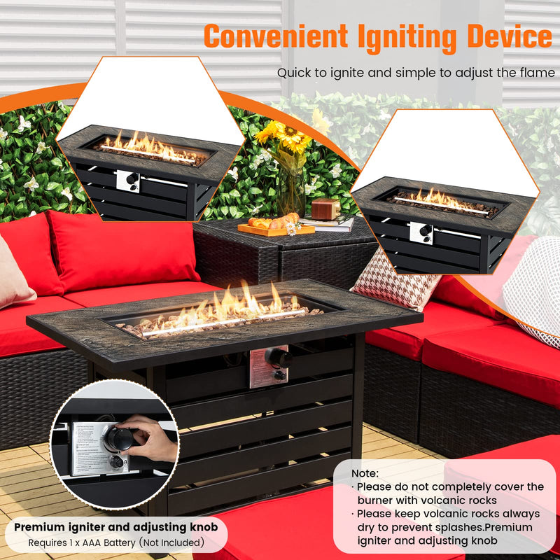Rectangular Gas Fire Table w/ 50,000 BTU Heat Output