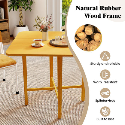 36" Compact Folding Kitchen Table for 2-4 People with Solid Rubber Wood Legs