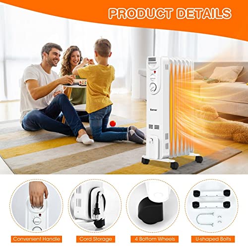 ARLIME Electric 1500W Oil Filled Radiator Heater, Portable Radiant Space Heater