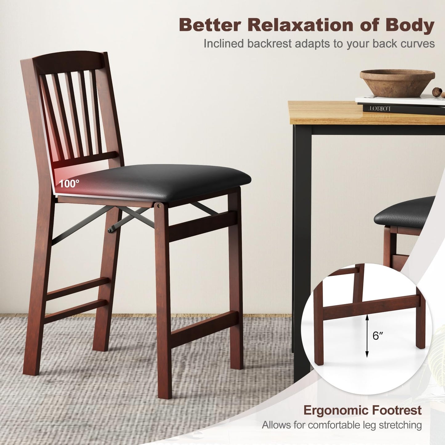 Set of 2/4 Counter Height Chairs 24.5" Bar Stools Set