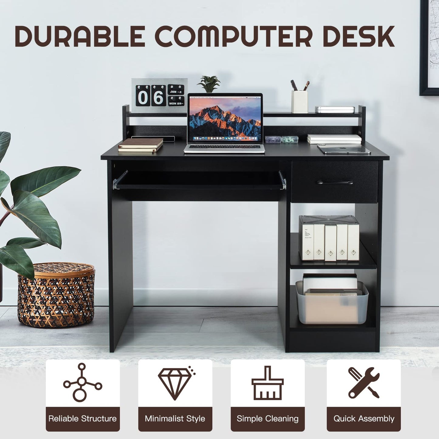 Computer Desk with Hutch Home Office Desk with Drawer
