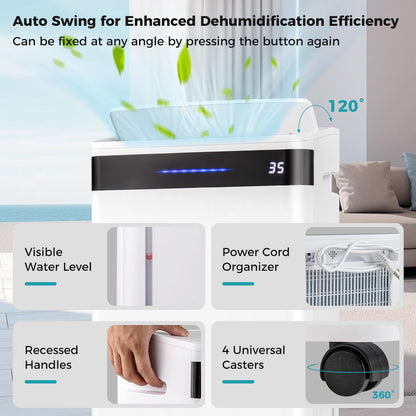 57 Pint Dehumidifiers for Basements 3-Color Humidity Indicator