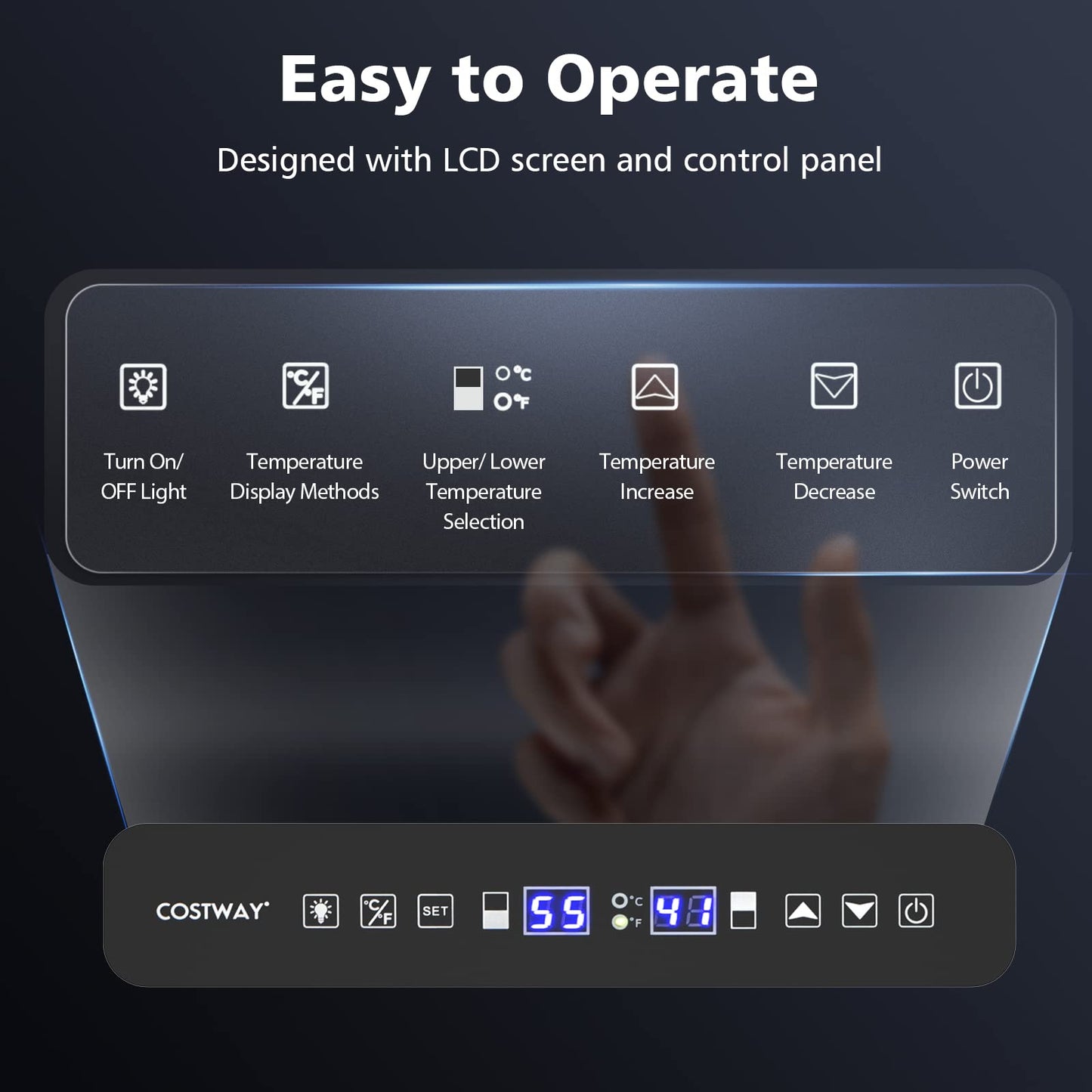 30-Bottle Freestanding Wine Cooler with Temp Memory and Dual Zones